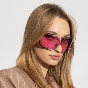 Valentino Women BRAND NEW Sunglasses Titanium Gold Black Pink Mask V - ROMASK